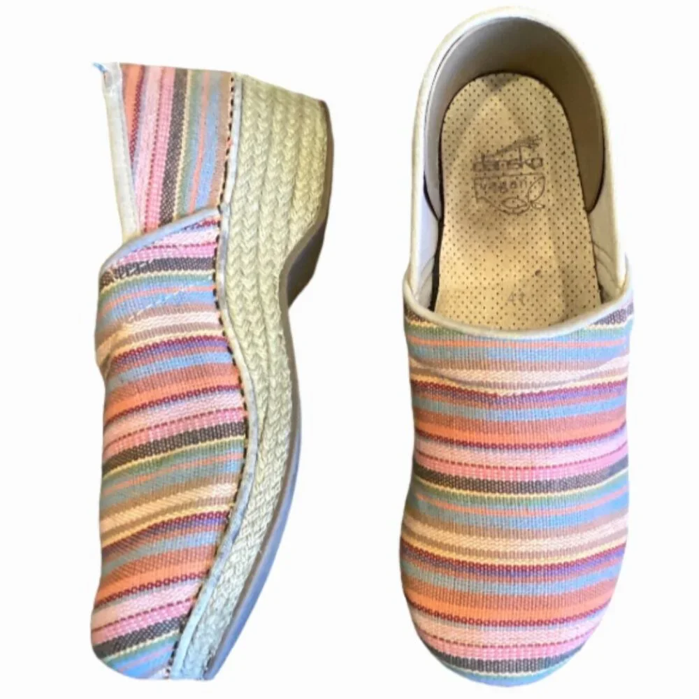 Dansko Clogs Espadrille Comfort Shoe Striped Multi Sz 41‎ (US 10.5-11) 174K